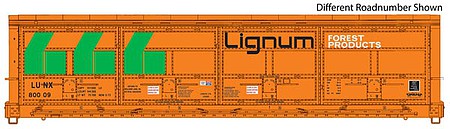 Walthers Proto 101929 HO Scale 56' Thrall All-Door Boxcar - Ready to Run -- Lignum LUNX #80013 (orange, green, black)