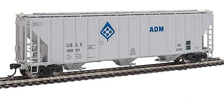 Walthers Proto 106146 HO Scale 55' Evans 4780 Covered Hopper - Ready To Run -- Archer-Daniels-Midland UELX #10001 (gray, molecule logo)