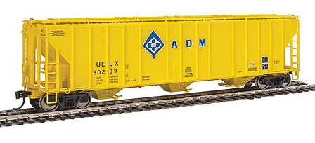 Walthers Proto 106150 HO Scale 55' Evans 4780 Covered Hopper - Ready To Run -- Archer-Daniels-Midland UELX #30239 (yellow, molecule logo)