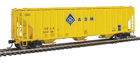 Walthers Proto 106152 HO Scale 55' Evans 4780 Covered Hopper - Ready To Run -- Archer-Daniels-Midland UELX #30248 (yellow, molecule logo)