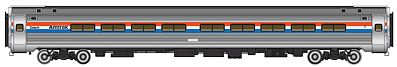 Walthers Proto 11203 HO Scale 85' Amfleet I 84-Seat Coach - Ready To Run -- Amtrak(R) (Phase III, equal red, white, blue stripes)