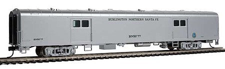 Walthers Proto 15655 HO Scale 74' Pullman-Standard Baggage Car - Ready to Run -- Burlington Northern & Santa Fe #77 (Business Train; Painted, silver)