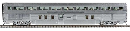 Walthers Proto 9605 HO Scale 85' Budd 68-Seat Step-Down Coach (Reversed Seats) -- Santa Fe (Real Metal Finish w/decals)