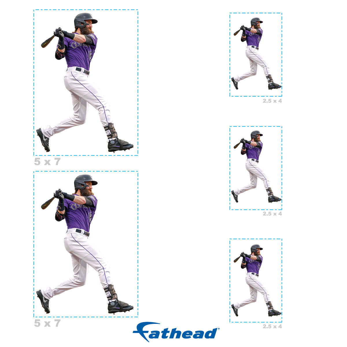 Charlie Blackmon - 5 Player Minis (Mixed Sizes) - Official MLB - Colorado Rockies - Reusable Vinyl Decals