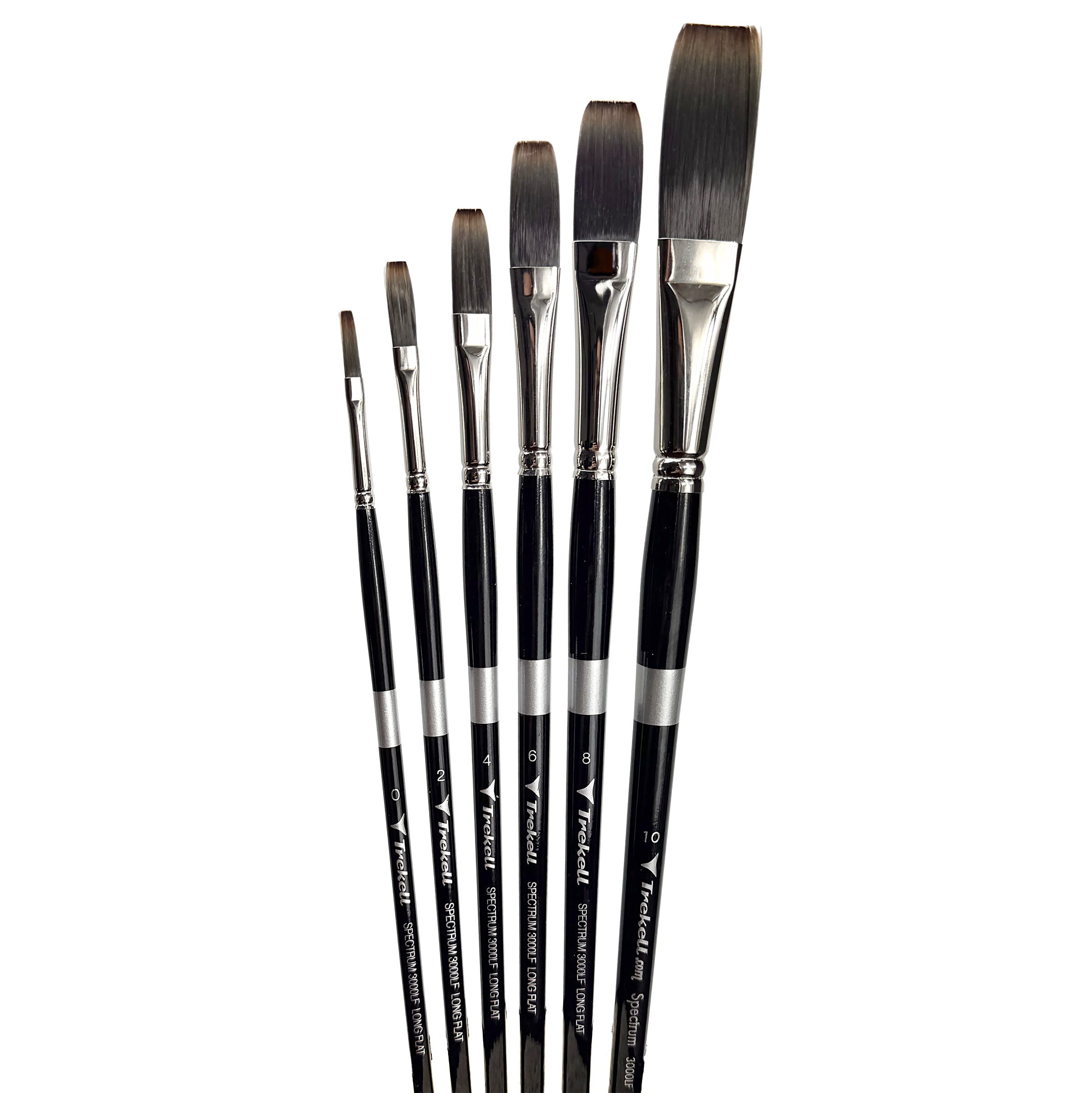 Trekell Spectrum Long Handle Artist Brush - Complete Brush Set - Long Flat