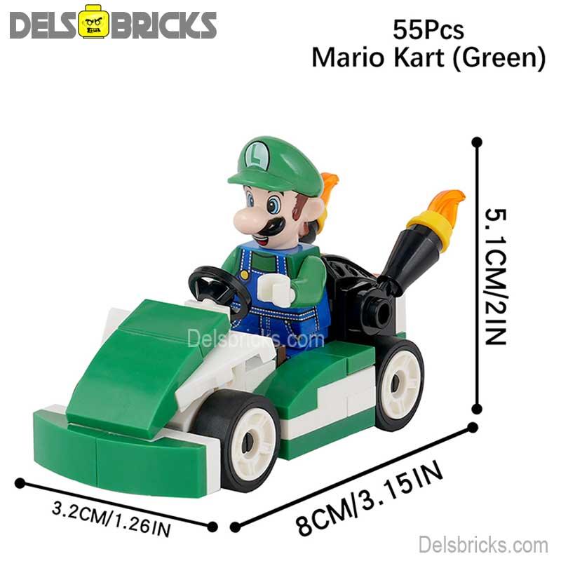 Luigi Kart Brothers Super Mario Lego Minifigures Custom Toys