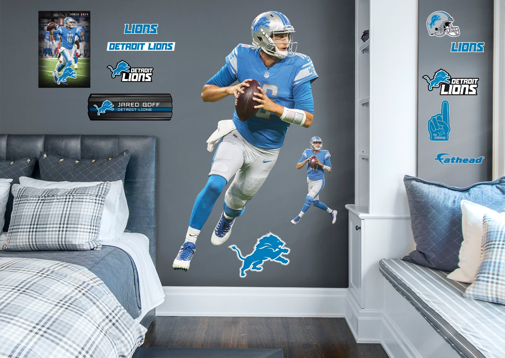 Jared Goff - RealBig Collection - Official NFL - Detroit Lions - Reusable Vinyl Wall Decals #1