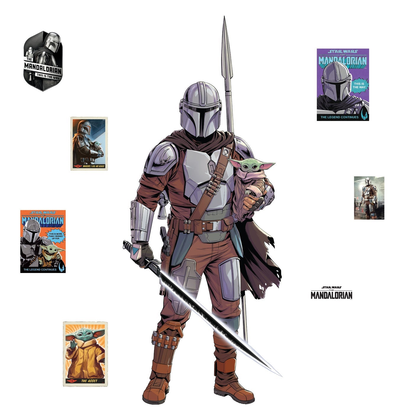 The Mandalorian: The Mandalorian & The Child Darksaber RealBig - Officially Licensed Star Wars Removable Adhesive Decal