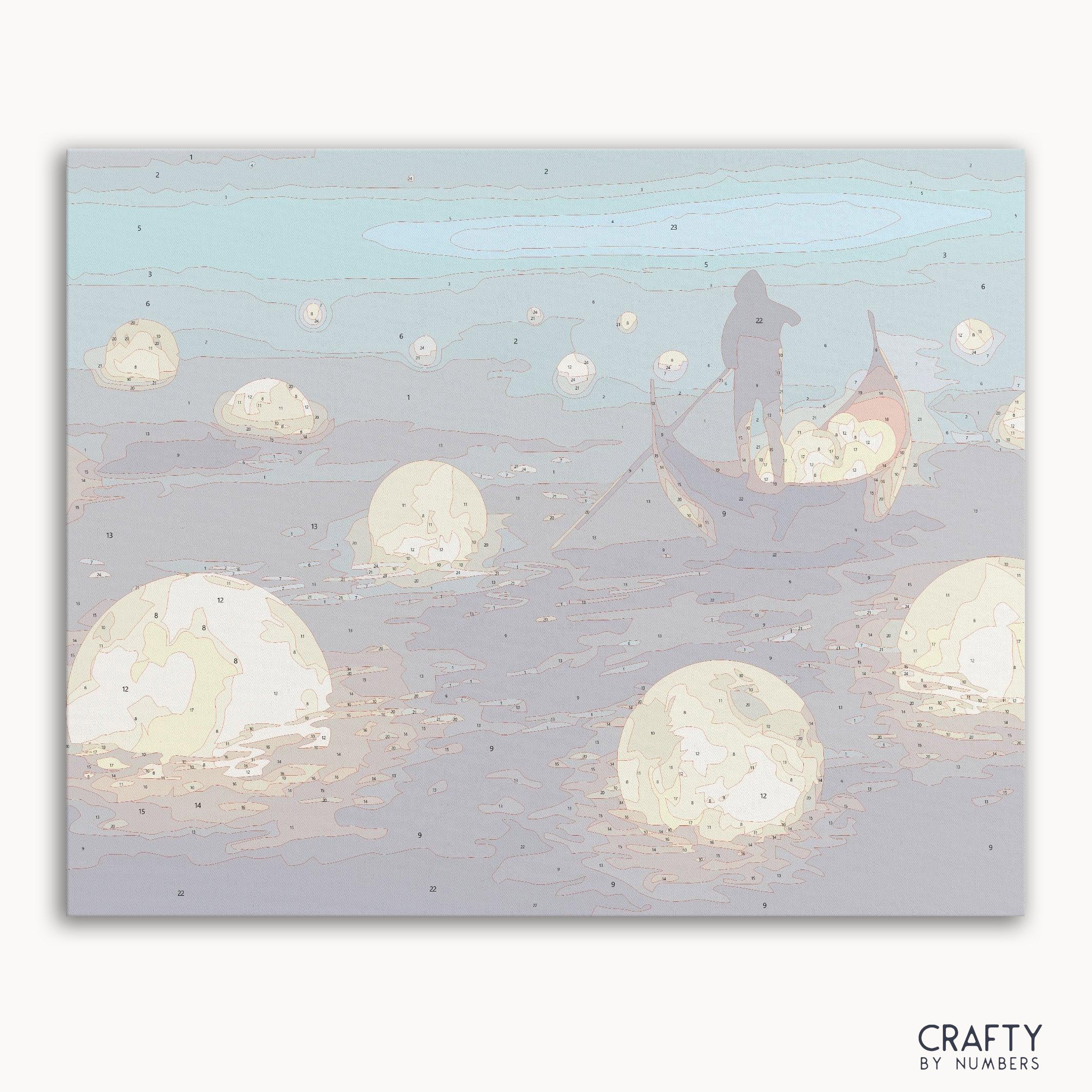 Man Rowing Among Glowing Moons