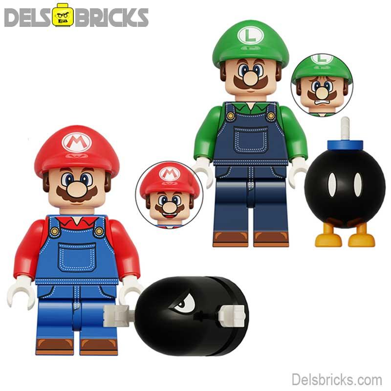 Mario Brothers & Luigi of 2 Super Mario Lego Minifigures set