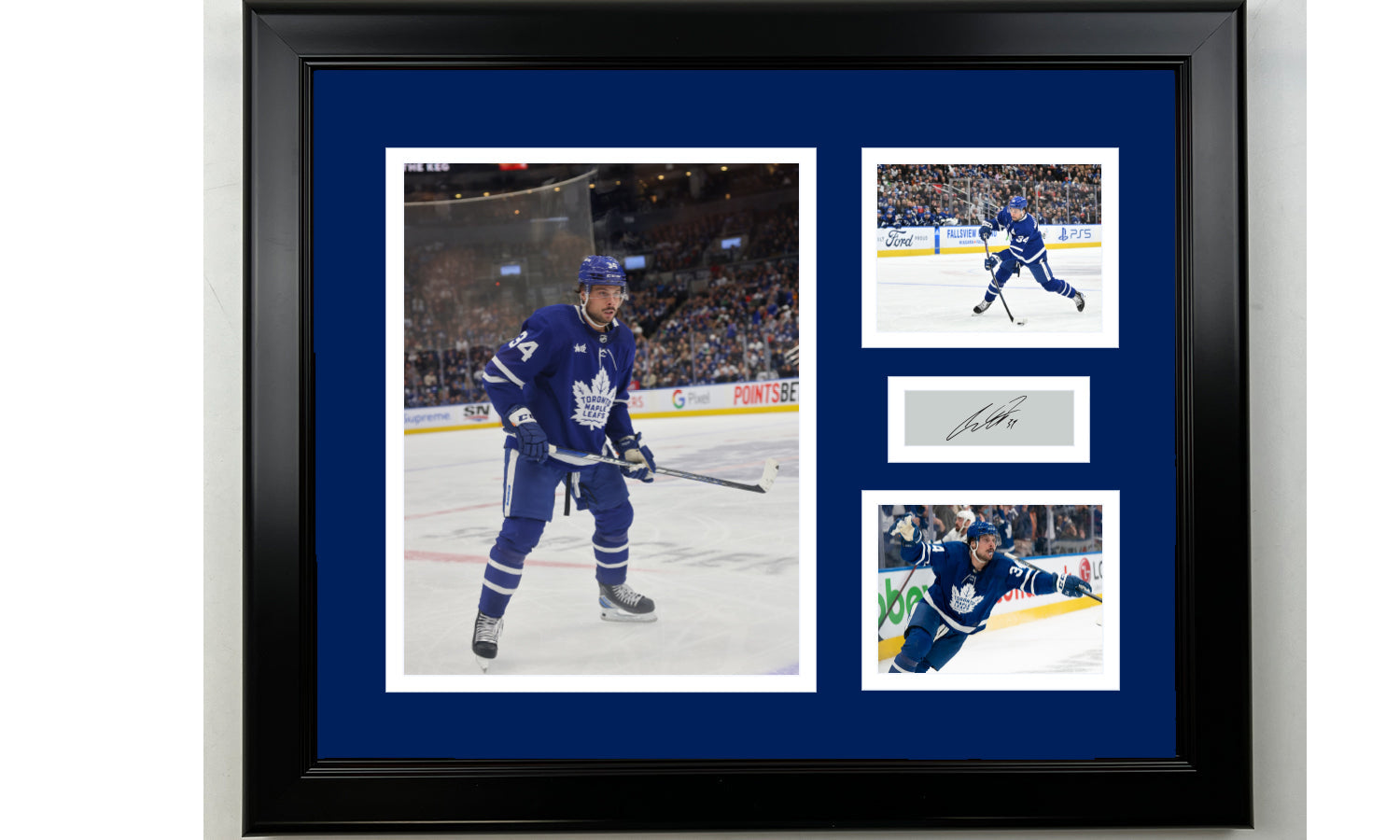 Framed Auston Matthews Toronto Maple Leafs Facsimile Laser Engraved Signature Hockey 14x11 3 Photo Collage