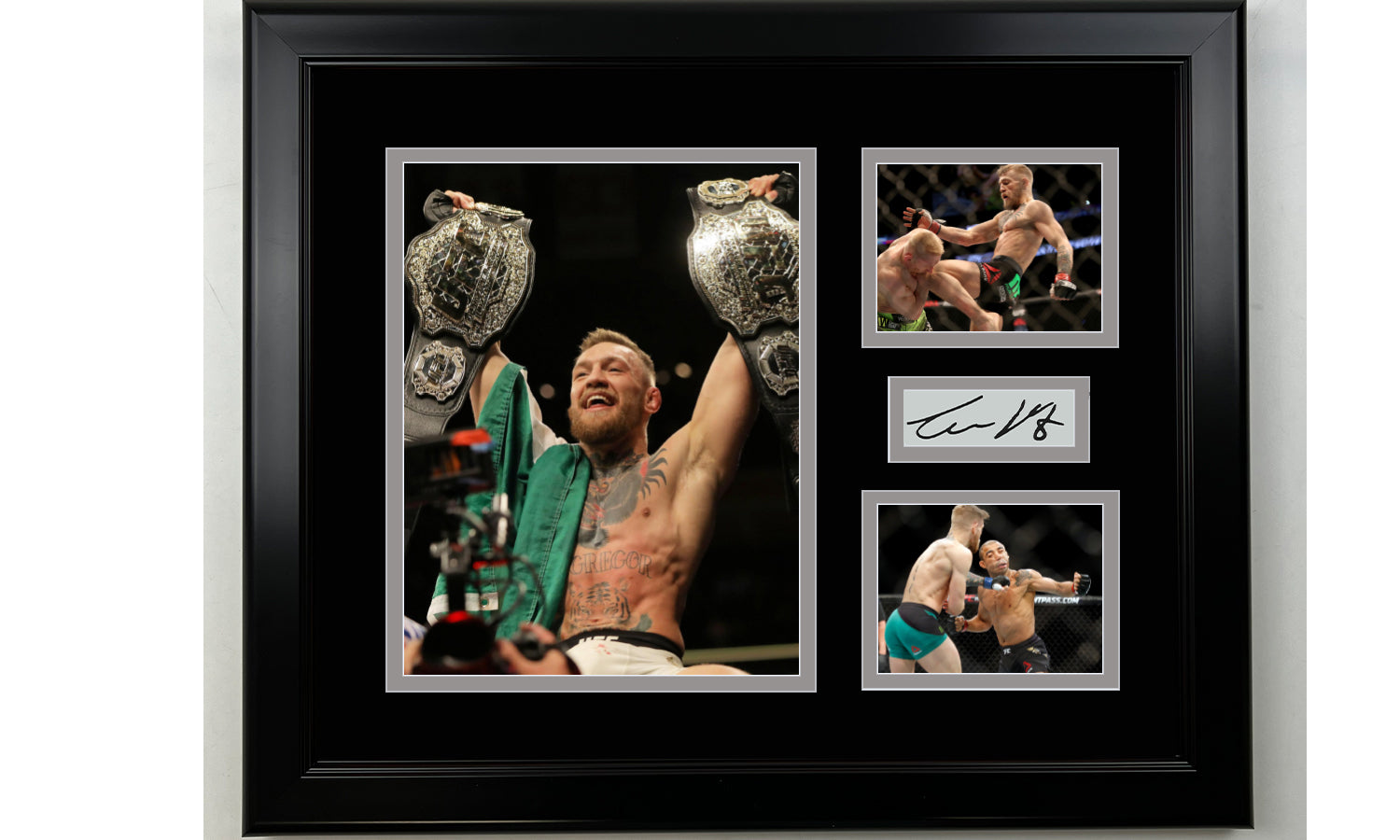 Framed Conor McGregor UFC Facsimile Laser Engraved Signature MMA 14x11 3 Photo Collage