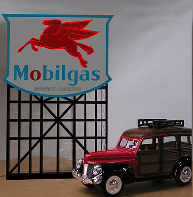 Miller Engineering 4682 All Scale Animated Neon Billboard -- Mobilgas Gas Station Sign