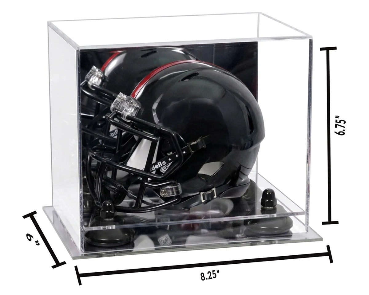 Mini/Miniature Football Helmet (not Full Size) Display Case - Mirror no Wall Mounts (A003/V45)