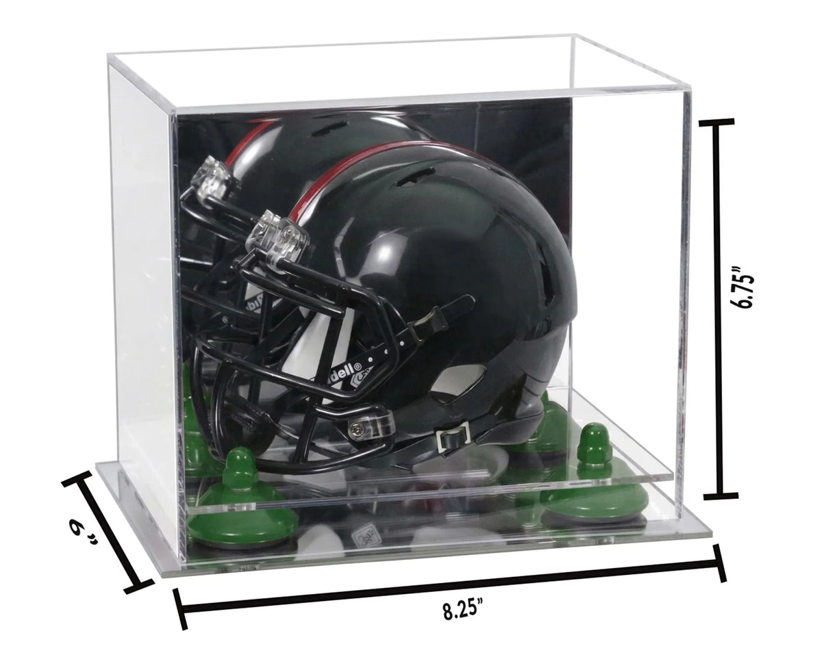 Mini/Miniature Football Helmet (not Full Size) Display Case - Mirror no Wall Mounts (A003/V45)