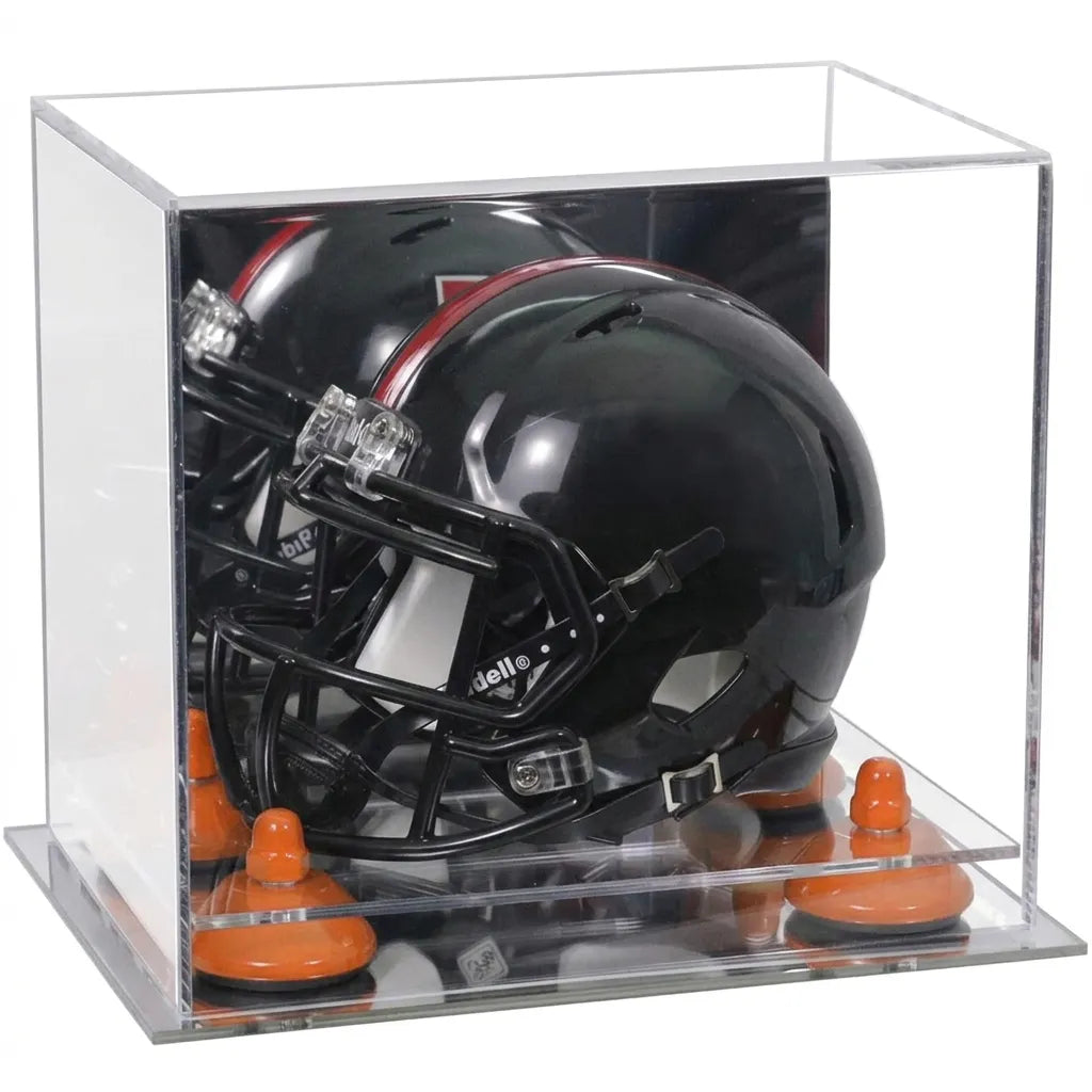 Mini/Miniature Football Helmet (not Full Size) Display Case - Mirror no Wall Mounts (A003/V45)