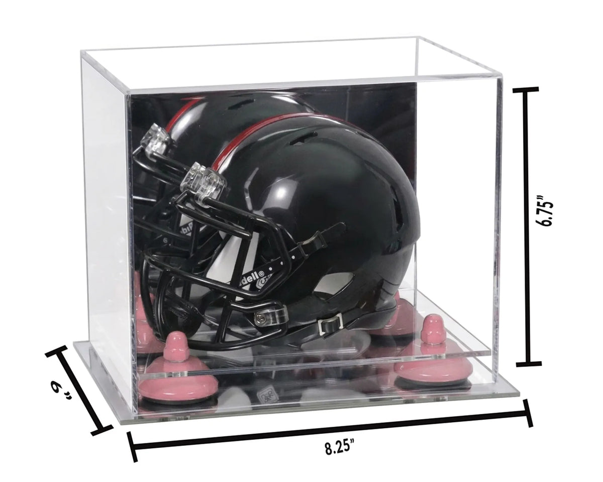 Mini/Miniature Football Helmet (not Full Size) Display Case - Mirror no Wall Mounts (A003/V45)