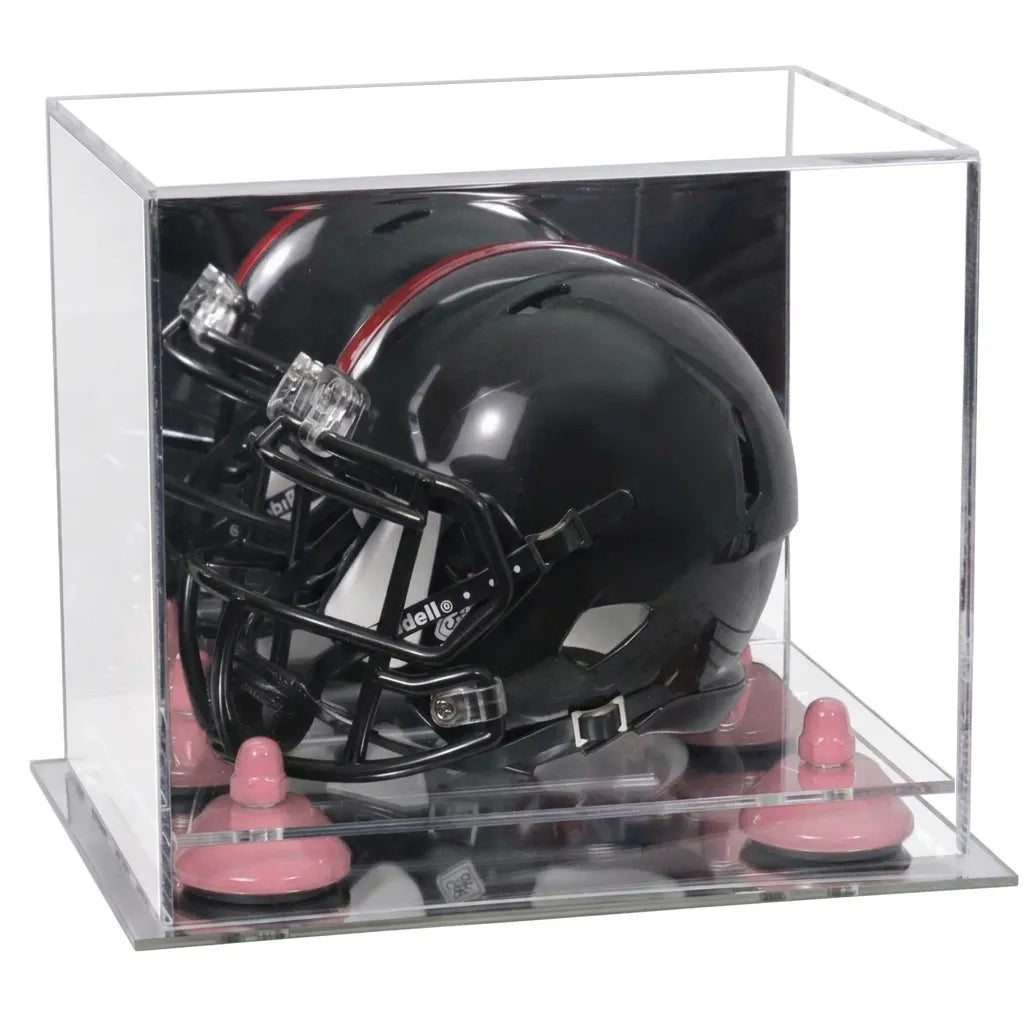 Mini/Miniature Football Helmet (not Full Size) Display Case - Mirror no Wall Mounts (A003/V45)