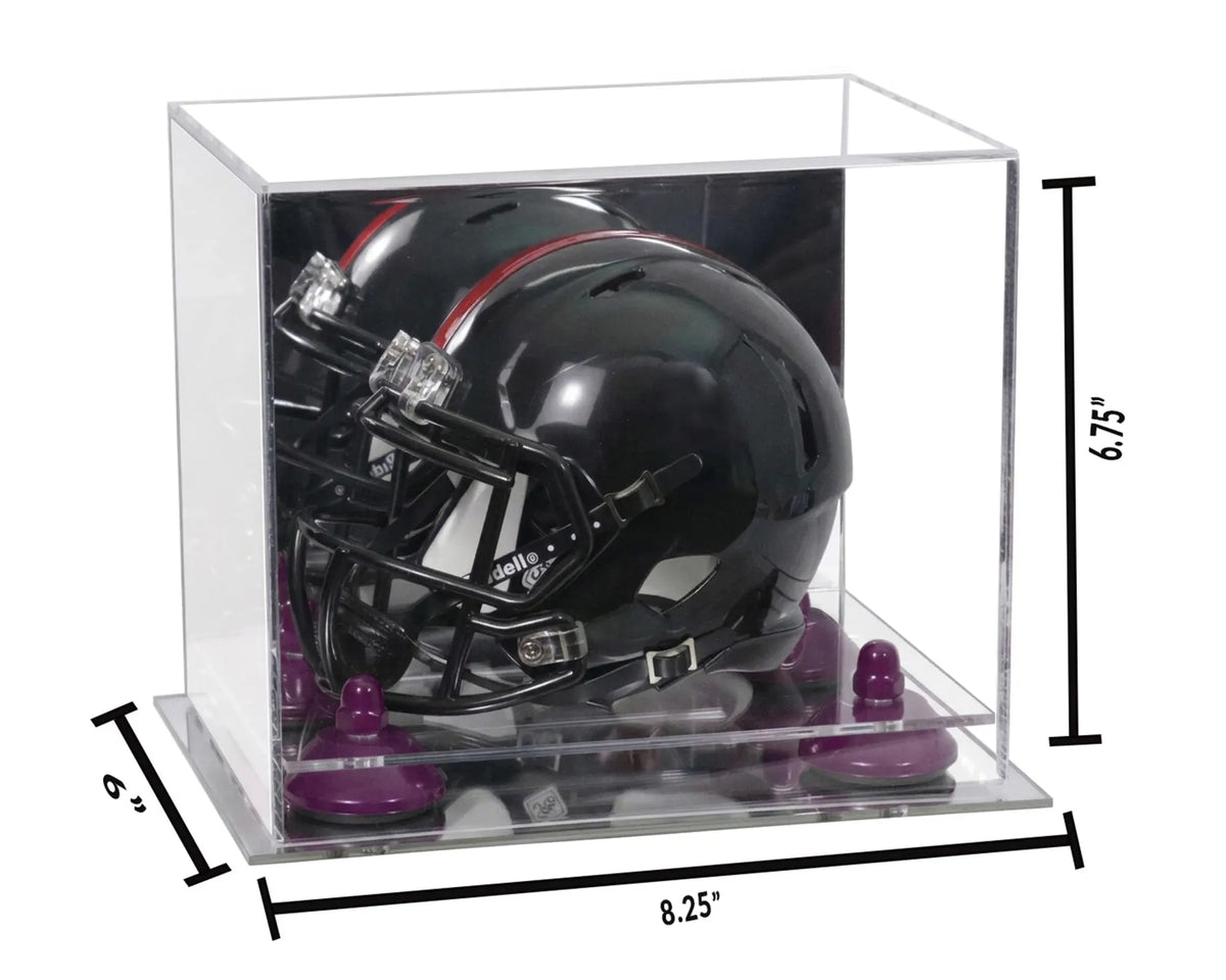 Mini/Miniature Football Helmet (not Full Size) Display Case - Mirror no Wall Mounts (A003/V45)