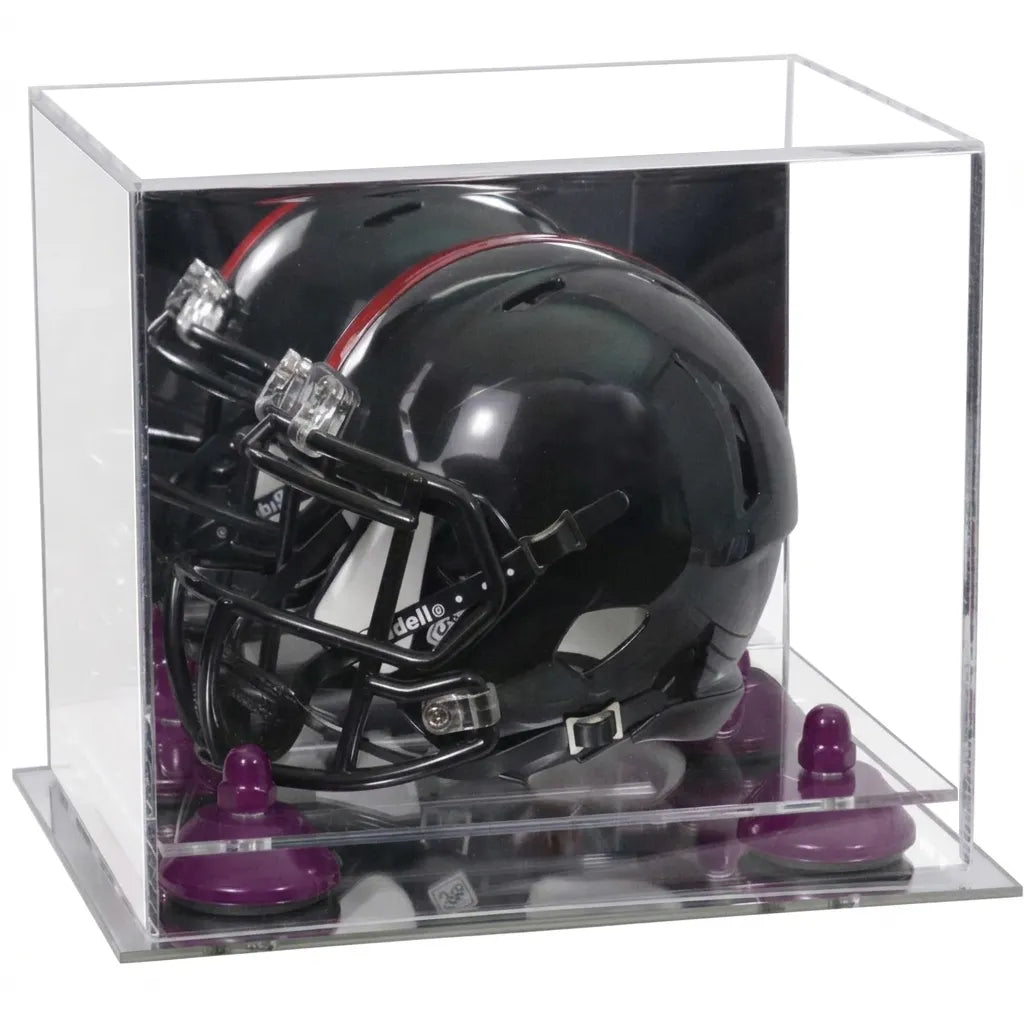 Mini/Miniature Football Helmet (not Full Size) Display Case - Mirror no Wall Mounts (A003/V45)