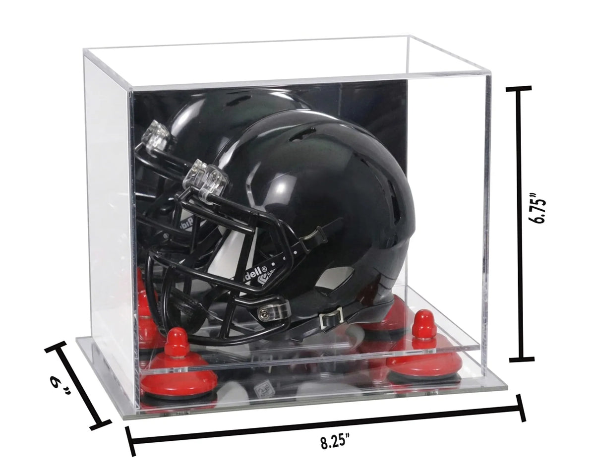 Mini/Miniature Football Helmet (not Full Size) Display Case - Mirror no Wall Mounts (A003/V45)