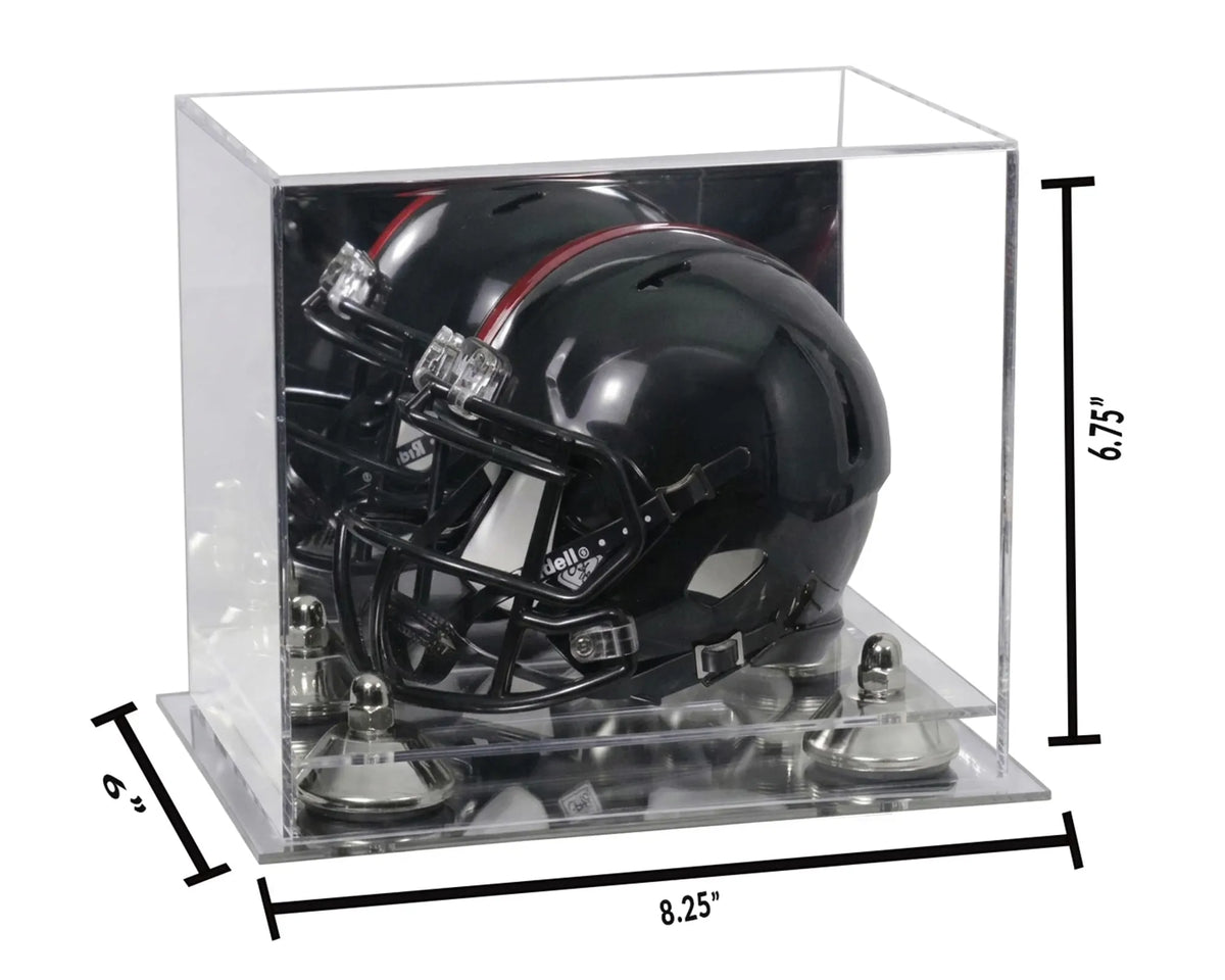 Mini/Miniature Football Helmet (not Full Size) Display Case - Mirror no Wall Mounts (A003/V45)