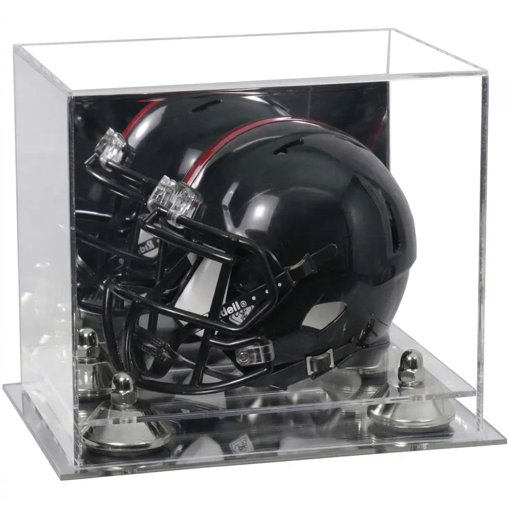 Mini/Miniature Football Helmet (not Full Size) Display Case - Mirror no Wall Mounts (A003/V45)