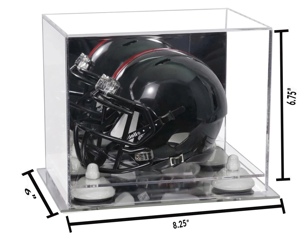 Mini/Miniature Football Helmet (not Full Size) Display Case - Mirror no Wall Mounts (A003/V45)