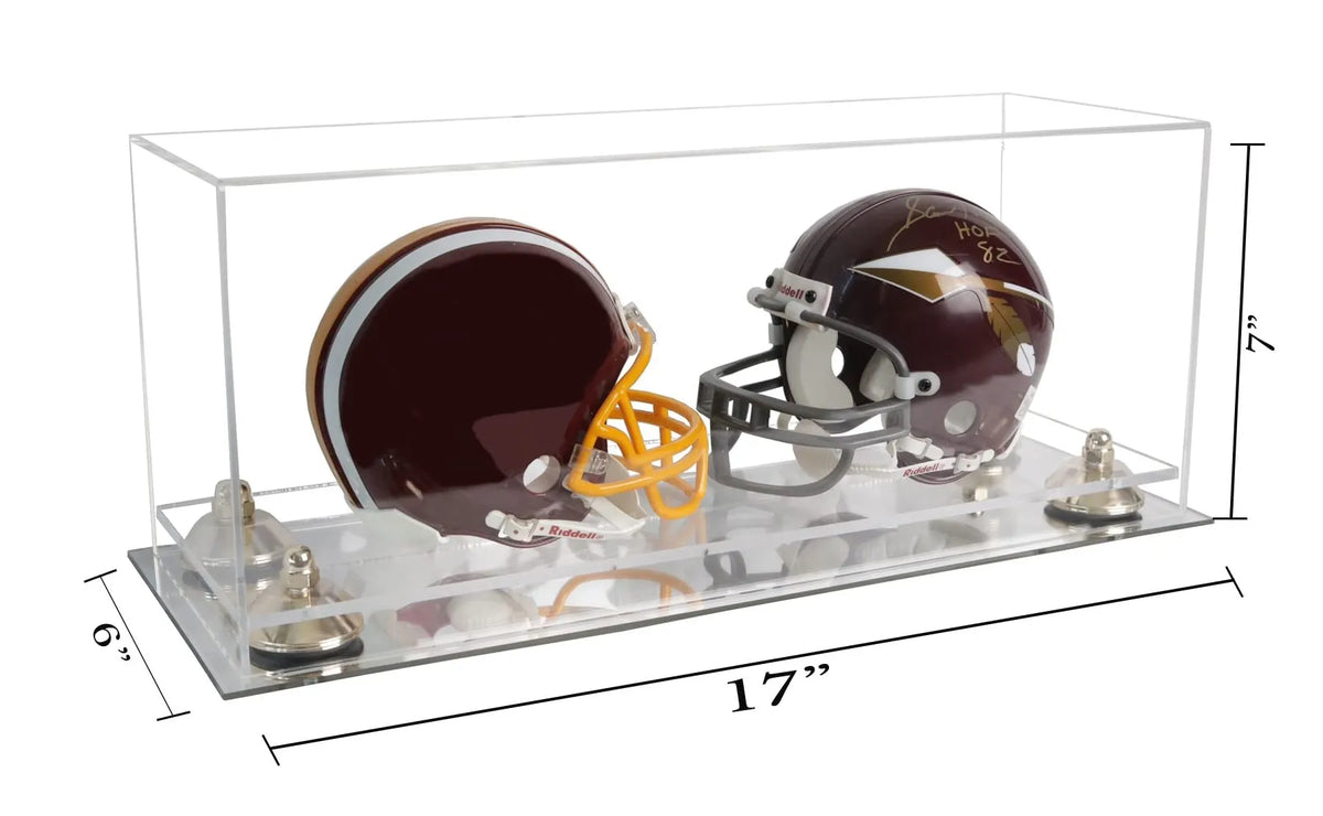 2 Mini Helmet or Mini Football with Mini Helmet Display Case - Clear (A019/V46)