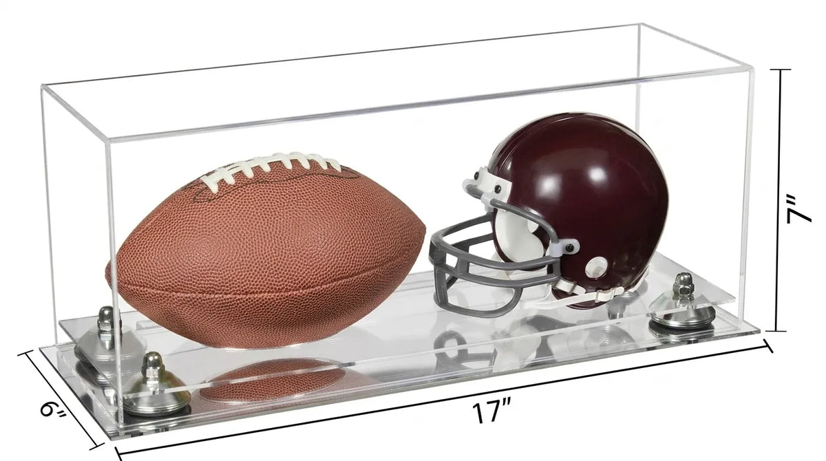 2 Mini Helmet or Mini Football with Mini Helmet Display Case - Clear (A019/V46)