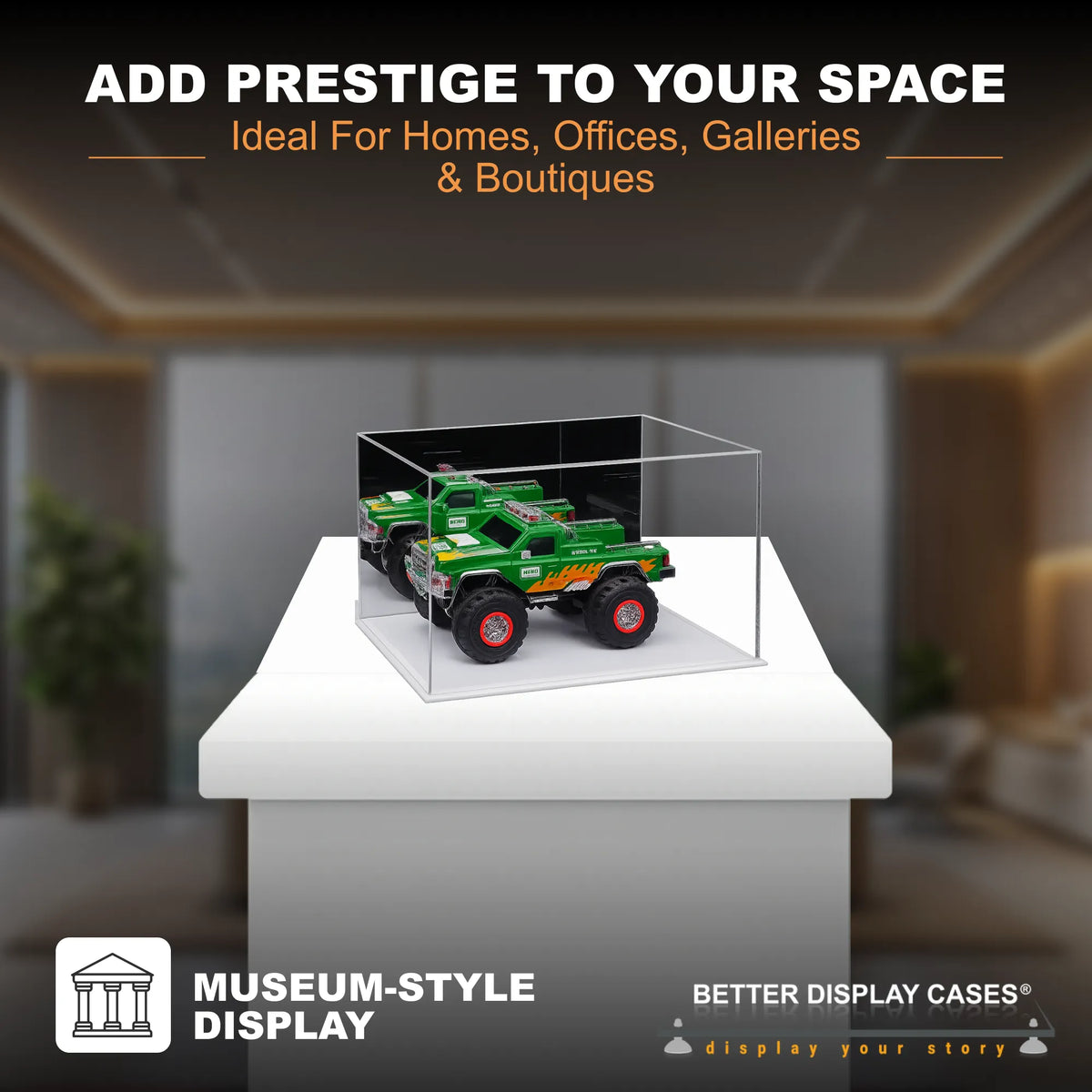 Versatile Acrylic Display Cases with Double Sheet Base with Mirror Case