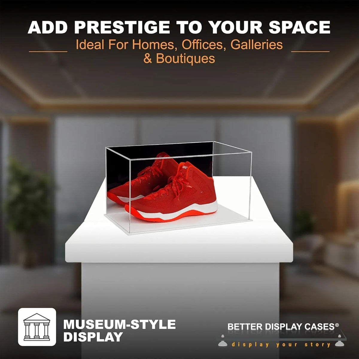 Versatile Acrylic Display Cases with Double Sheet Base with Mirror Case