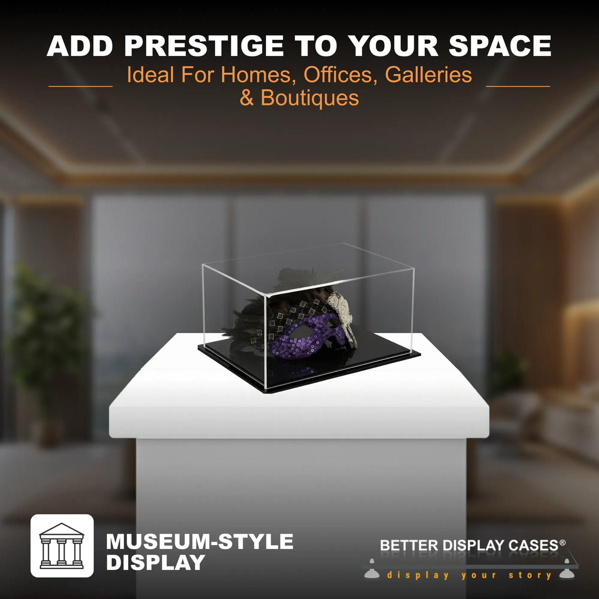 Versatile Acrylic Display Cases with Double Sheet Base with Mirror Case