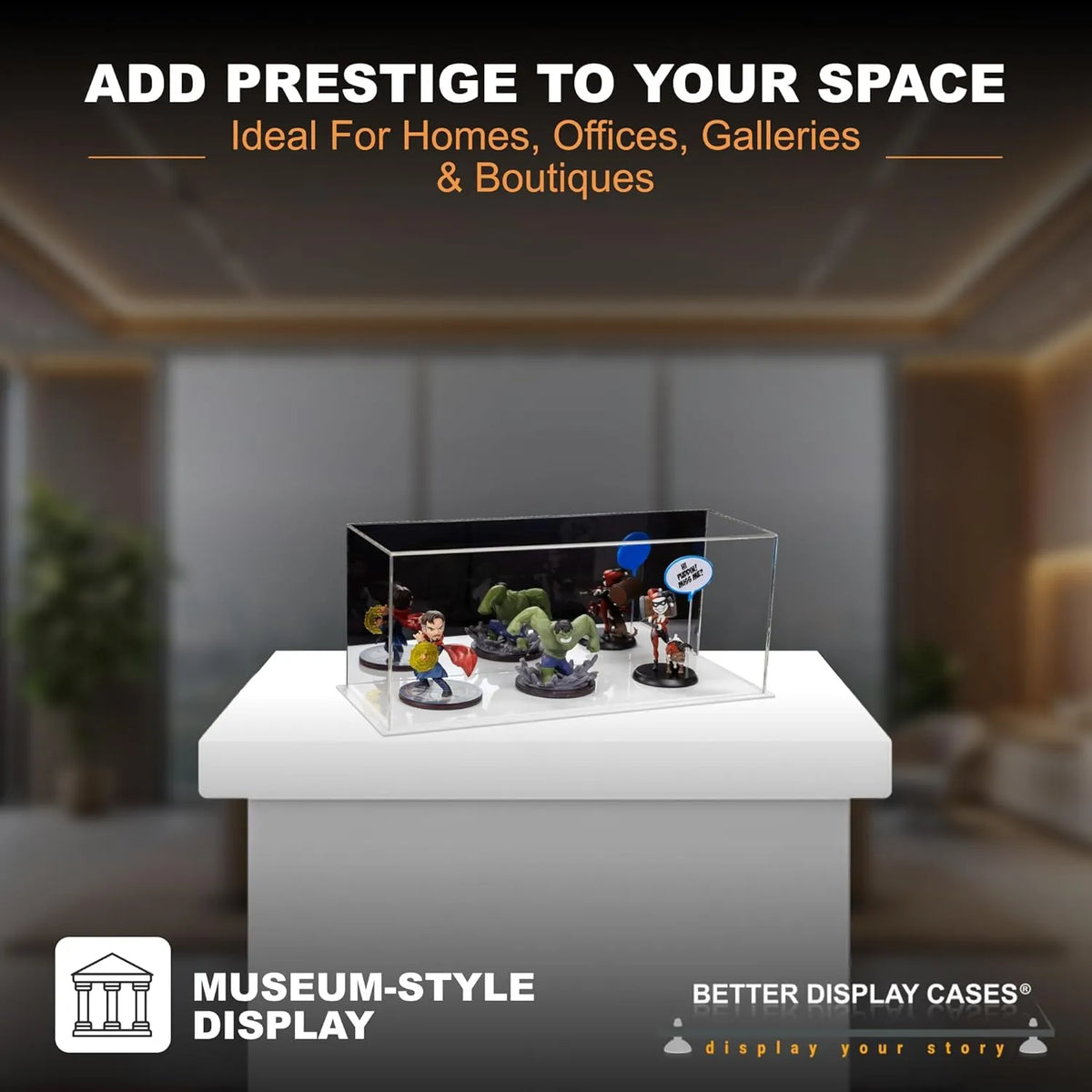 Versatile Acrylic Display Cases with Double Sheet Base with Mirror Case