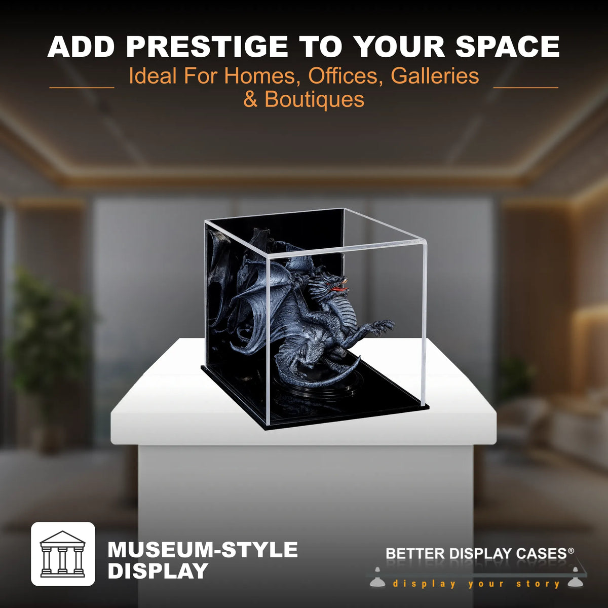 Versatile Acrylic Display Cases with Double Sheet Base with Mirror Case