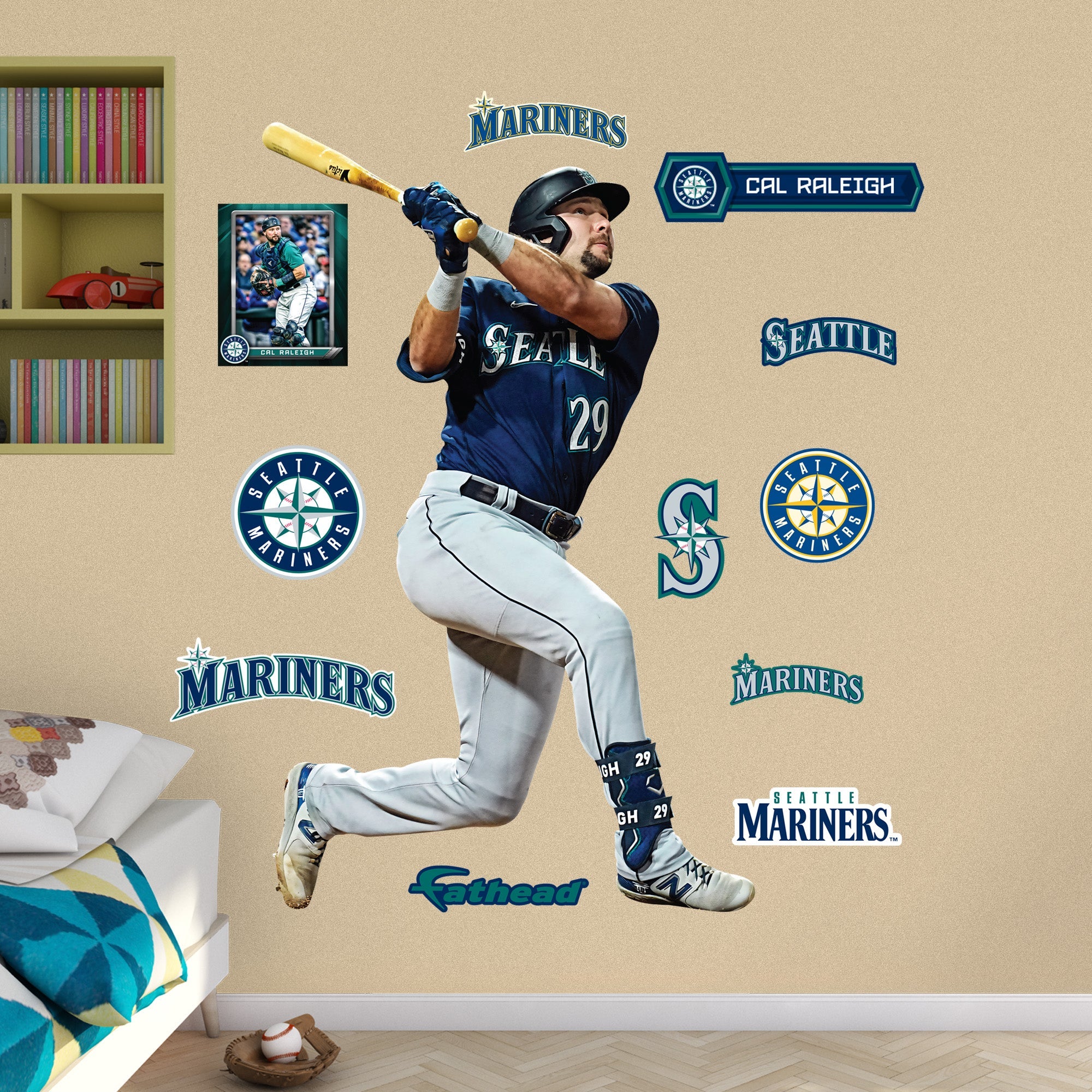 Cal Raleigh - RealBig Collection - Official MLB - Seattle Mariners - Reusable Vinyl Wall Decals