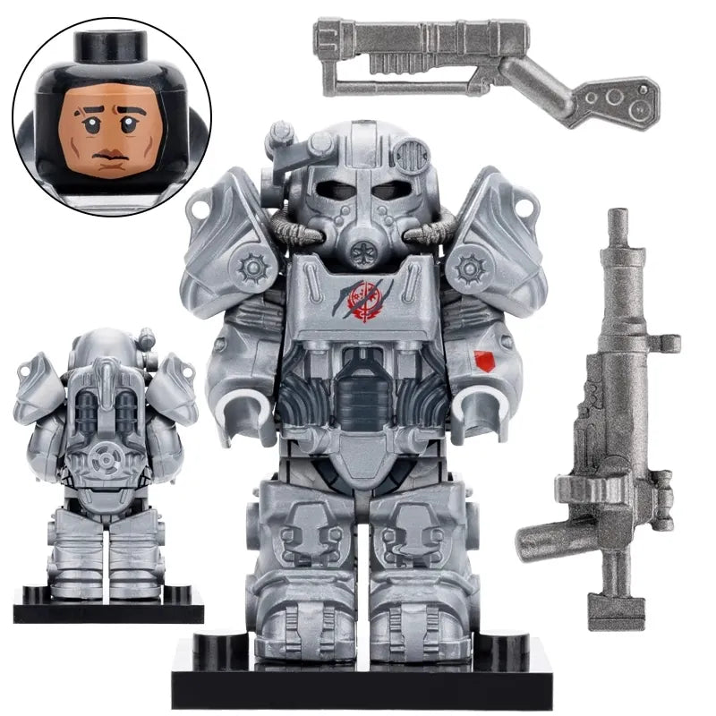 Fallout silver T-60 Power Armor Custom Minifig