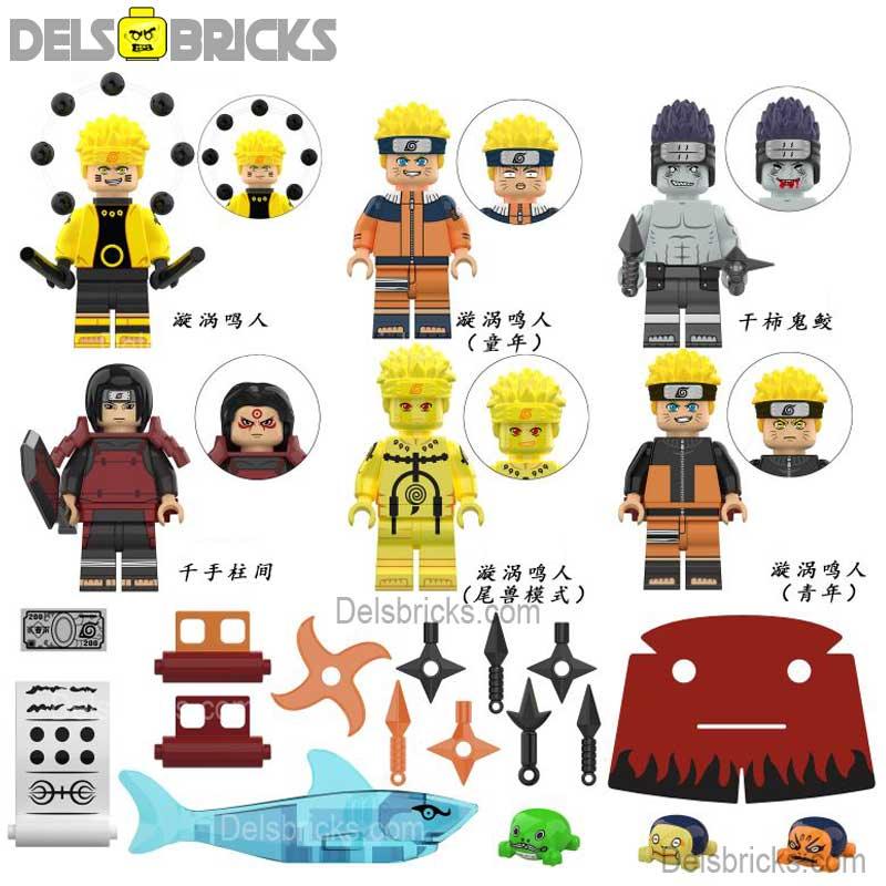 Naruto set of 6 Lego Anime Minifigures Custom Toys