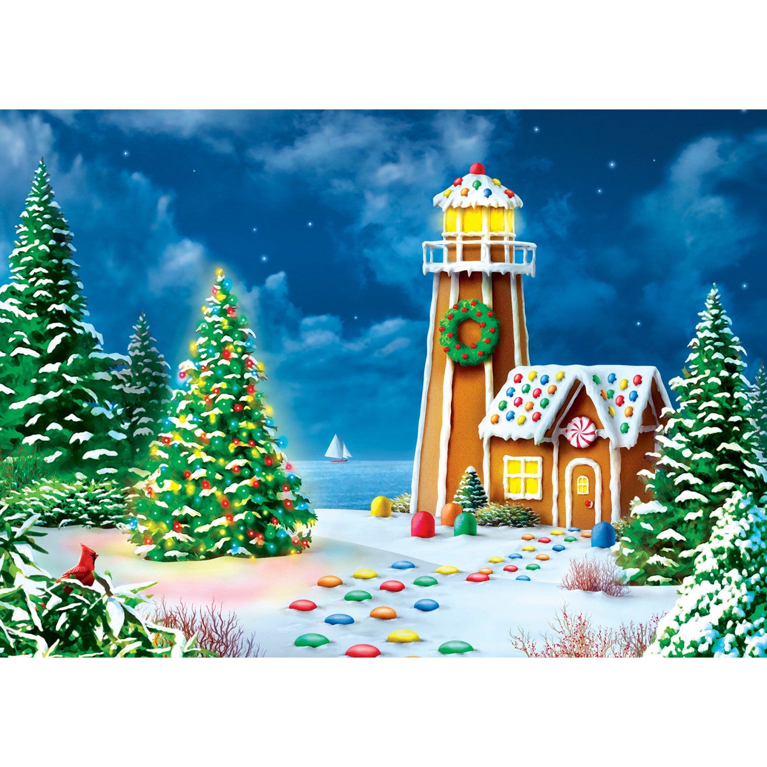 Gingerbread Lighthouse  Glitter 500 pc