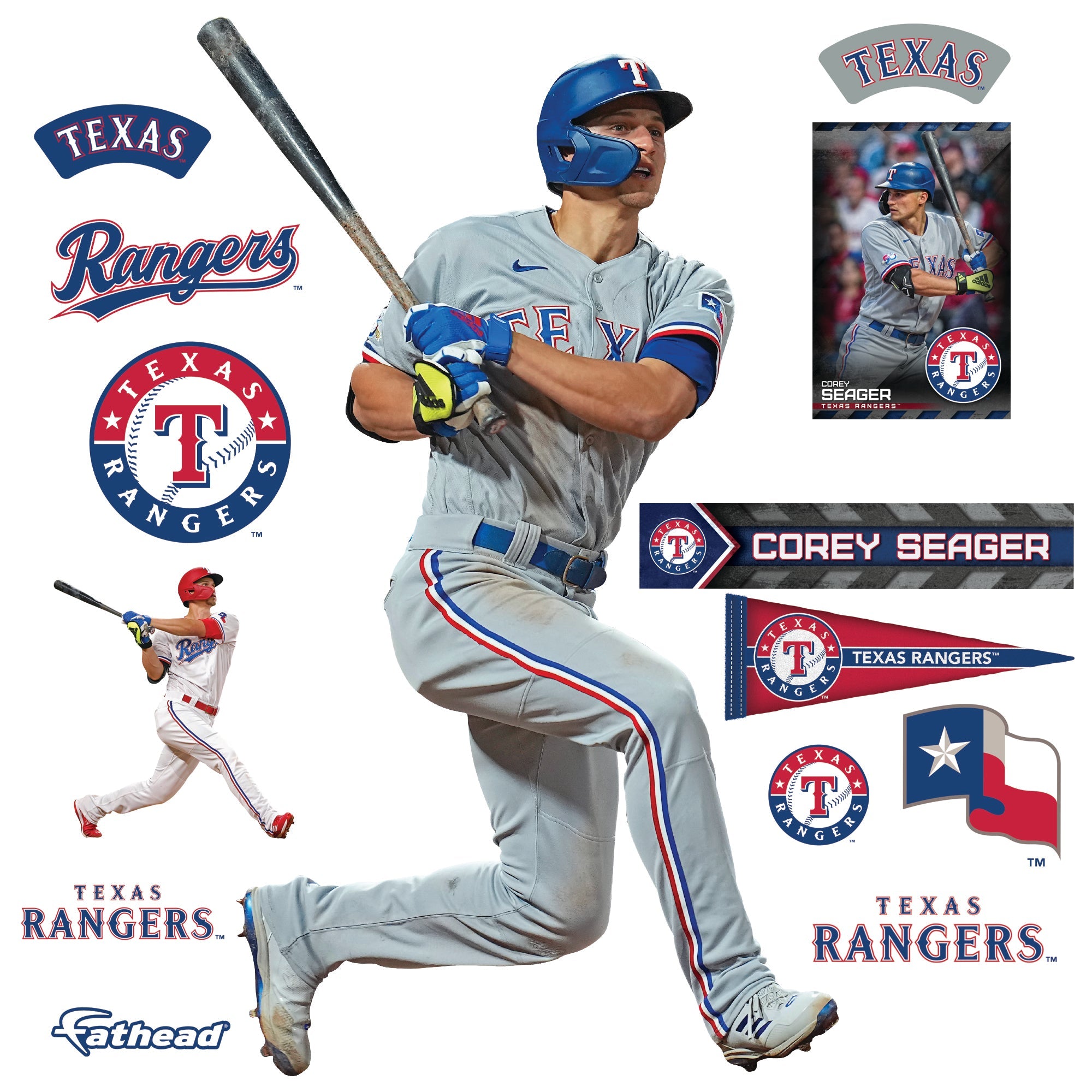 Corey Seager - RealBig Collection - Official MLB - Texas Rangers - Reusable Vinyl Wall Decals #1