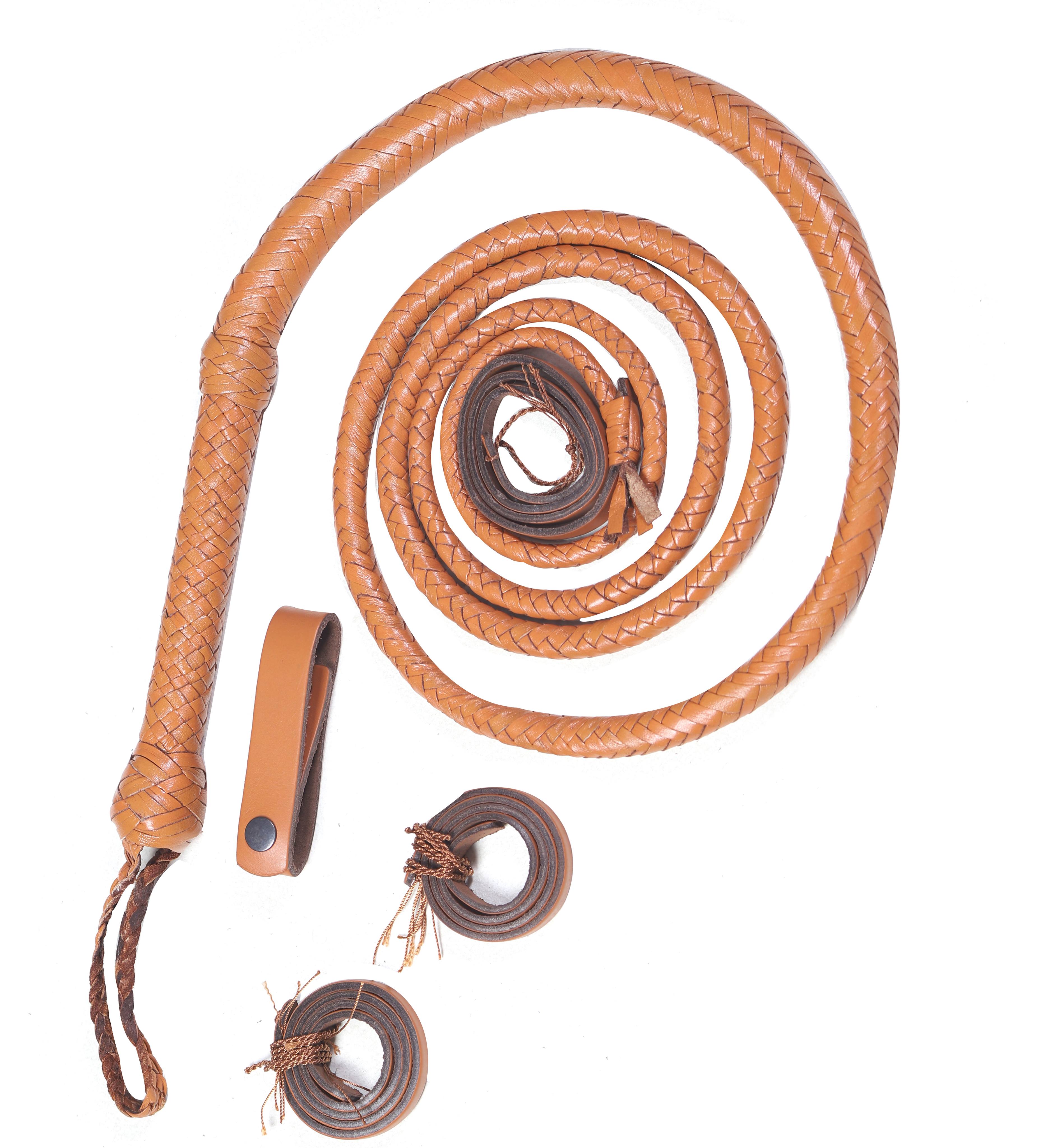 Genuine Tan Leather Bull Whip for Sale Online (4ft–16ft)