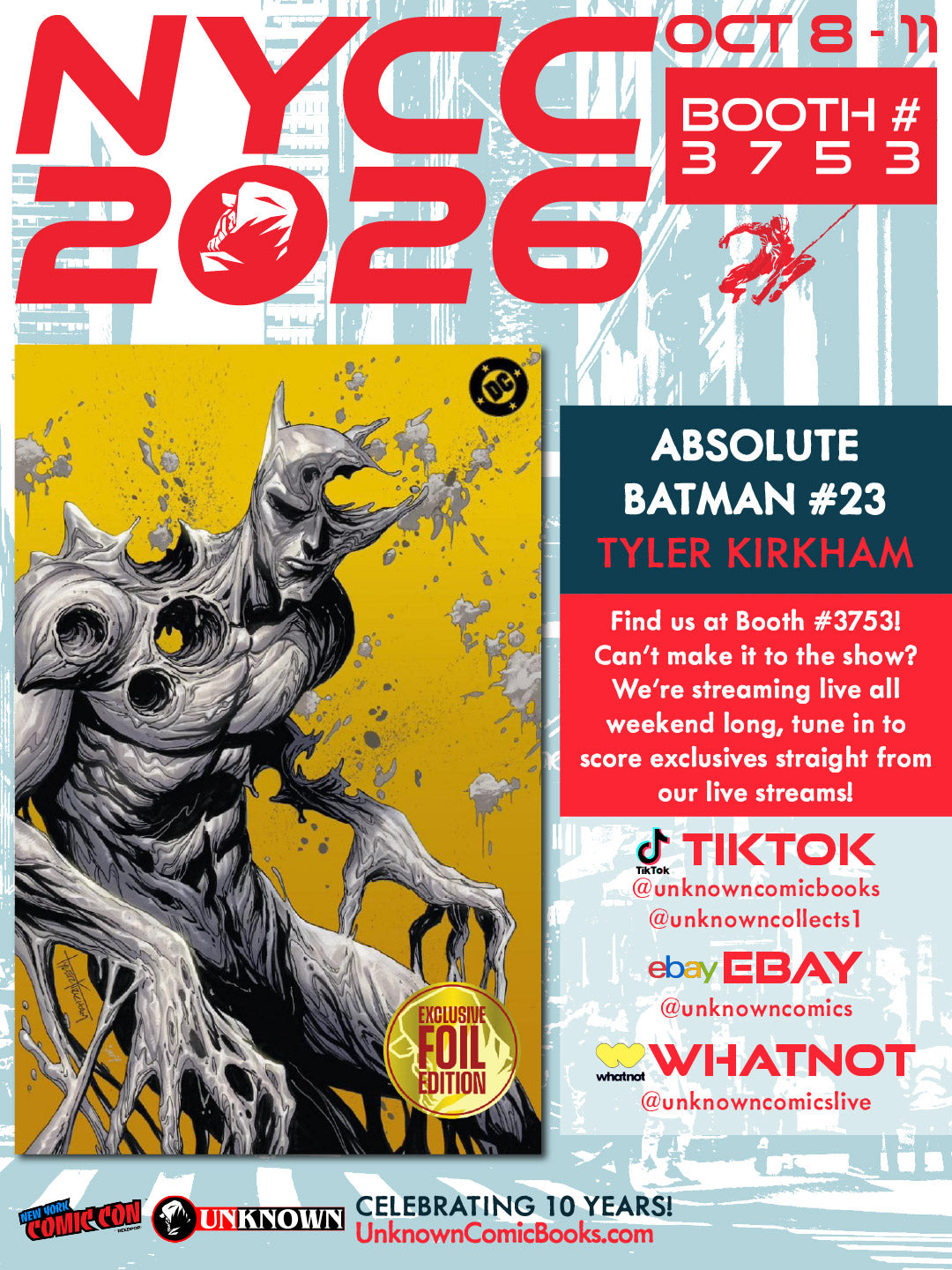[GOLD FOIL] ABSOLUTE BATMAN #23 TYLER KIRKHAM CLAYFACE BATTLE DAMAGED NYCC EXCLUSIVE VIRGIN VAR (10/28/2026)
