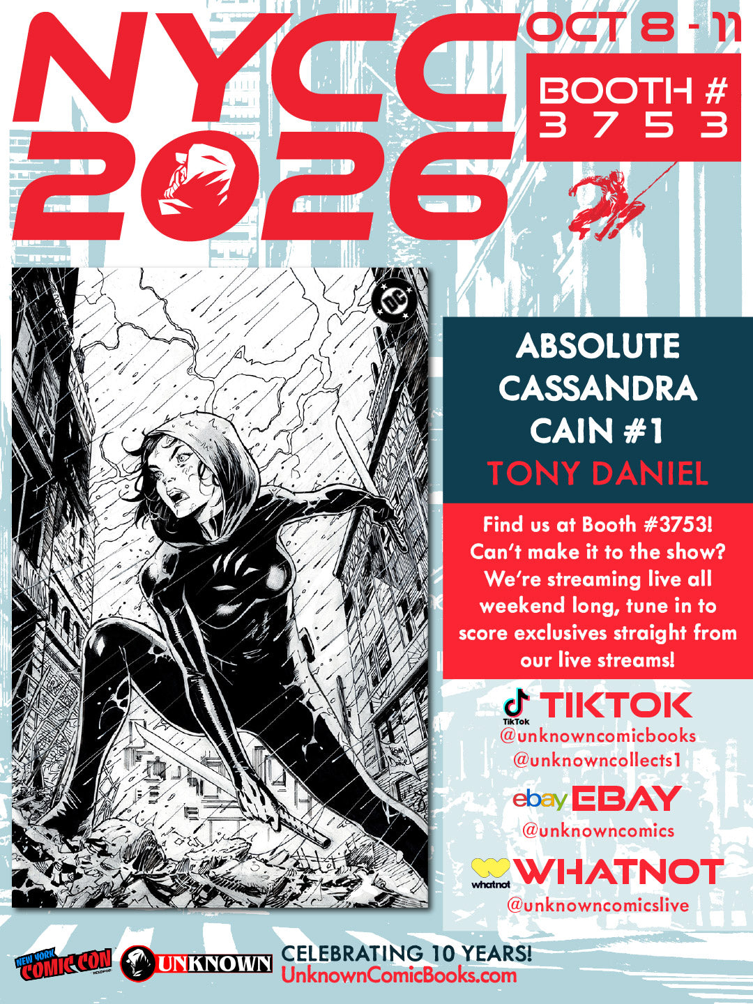 [BLACK & WHITE] ABSOLUTE CASSANDRA CAIN THE SHADOW'S HAND #1 (ONE SHOT) TONY DANIEL NYCC EXCLUSIVE VIRGIN VAR (10/28/2026)