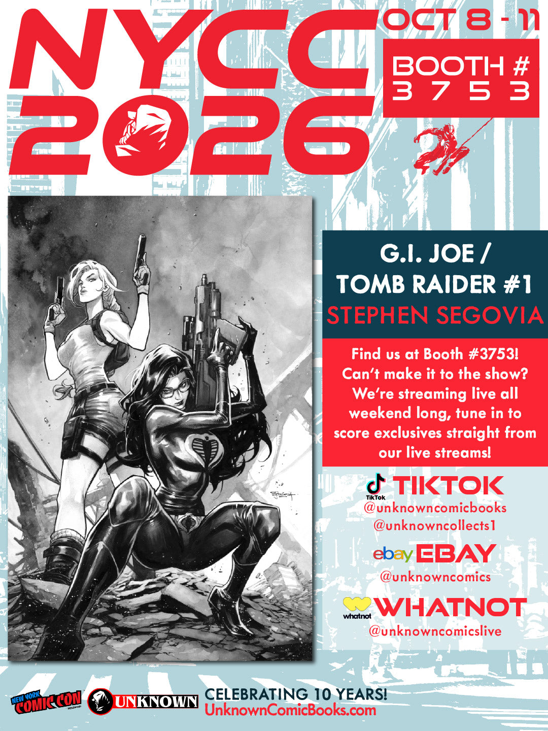 [BLACK & WHITE] GI JOE A REAL AMERICAN HERO TOMB RAIDER #1 STEPHEN SEGOVIA NYCC EXCLUSIVE VIRGIN VAR (10/28/2026)