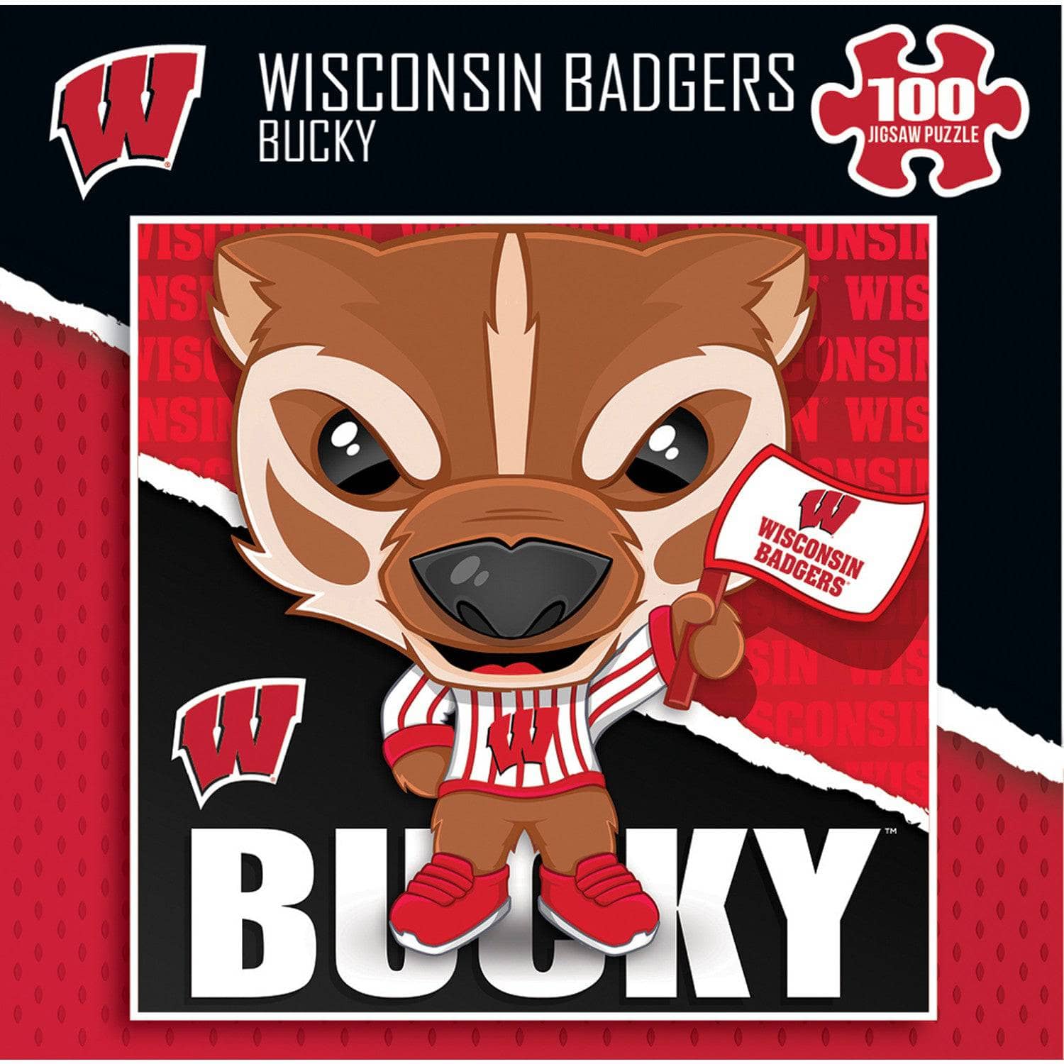 Bucky - Wisconsin Badgers Mascot 100 Piece Jigsaw Puzzle