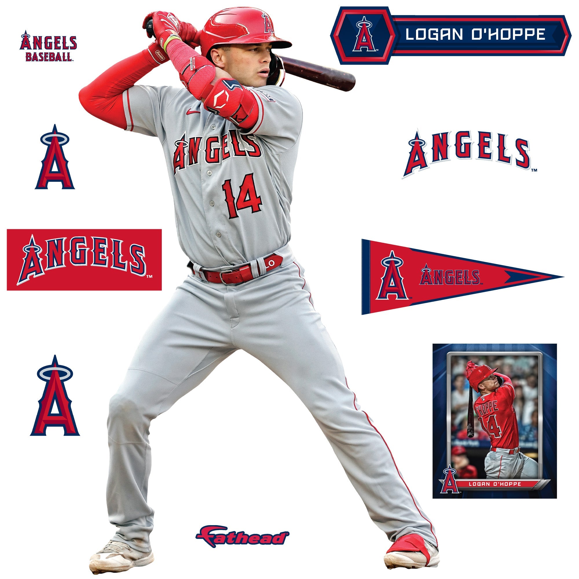 Logan O'Hoppe - RealBig Collection - Official MLB - Los Angeles Angels - Reusable Vinyl Wall Decals