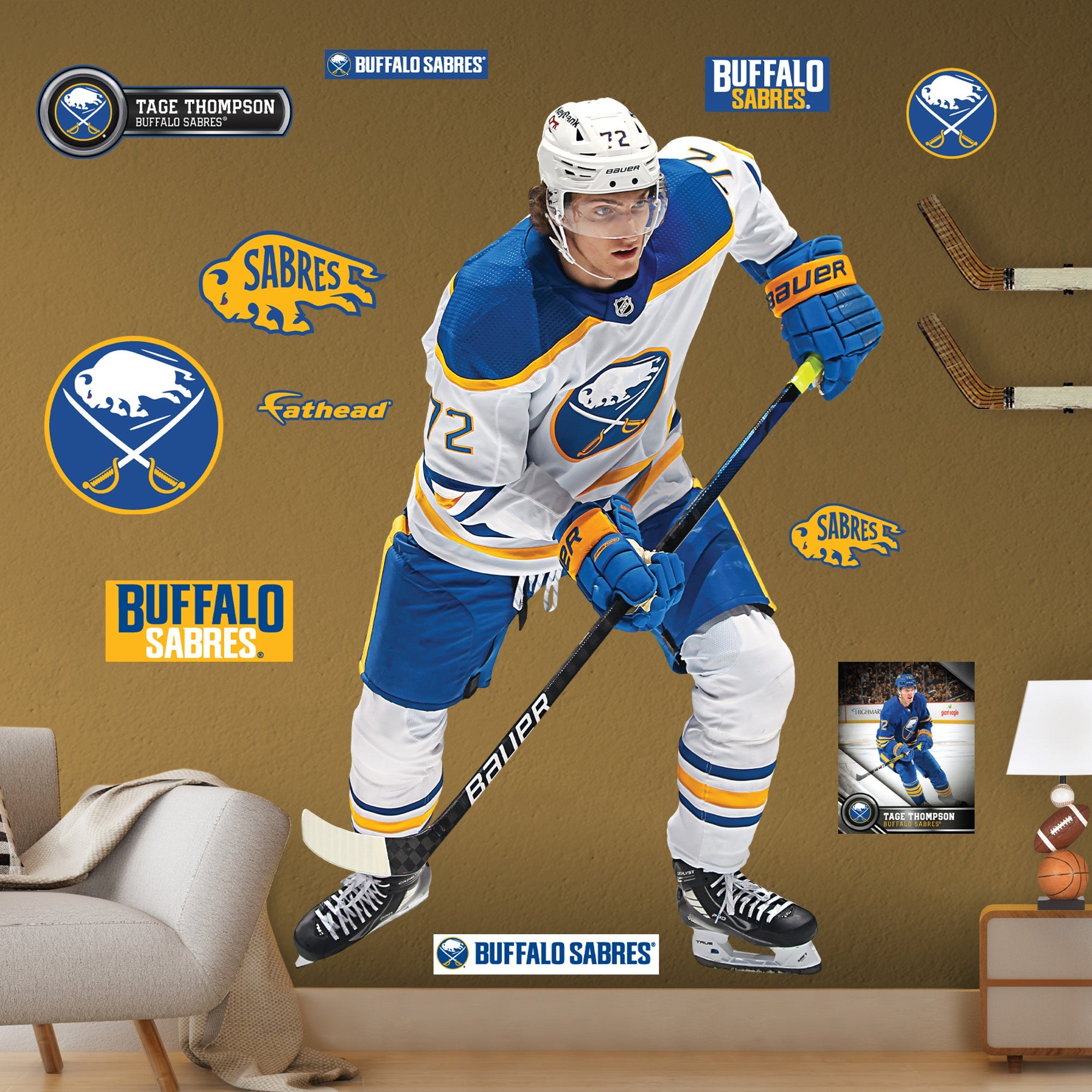 Tage Thompson - RealBig Collection - Official NHL - Buffalo Sabres - Reusable Vinyl Wall Decals