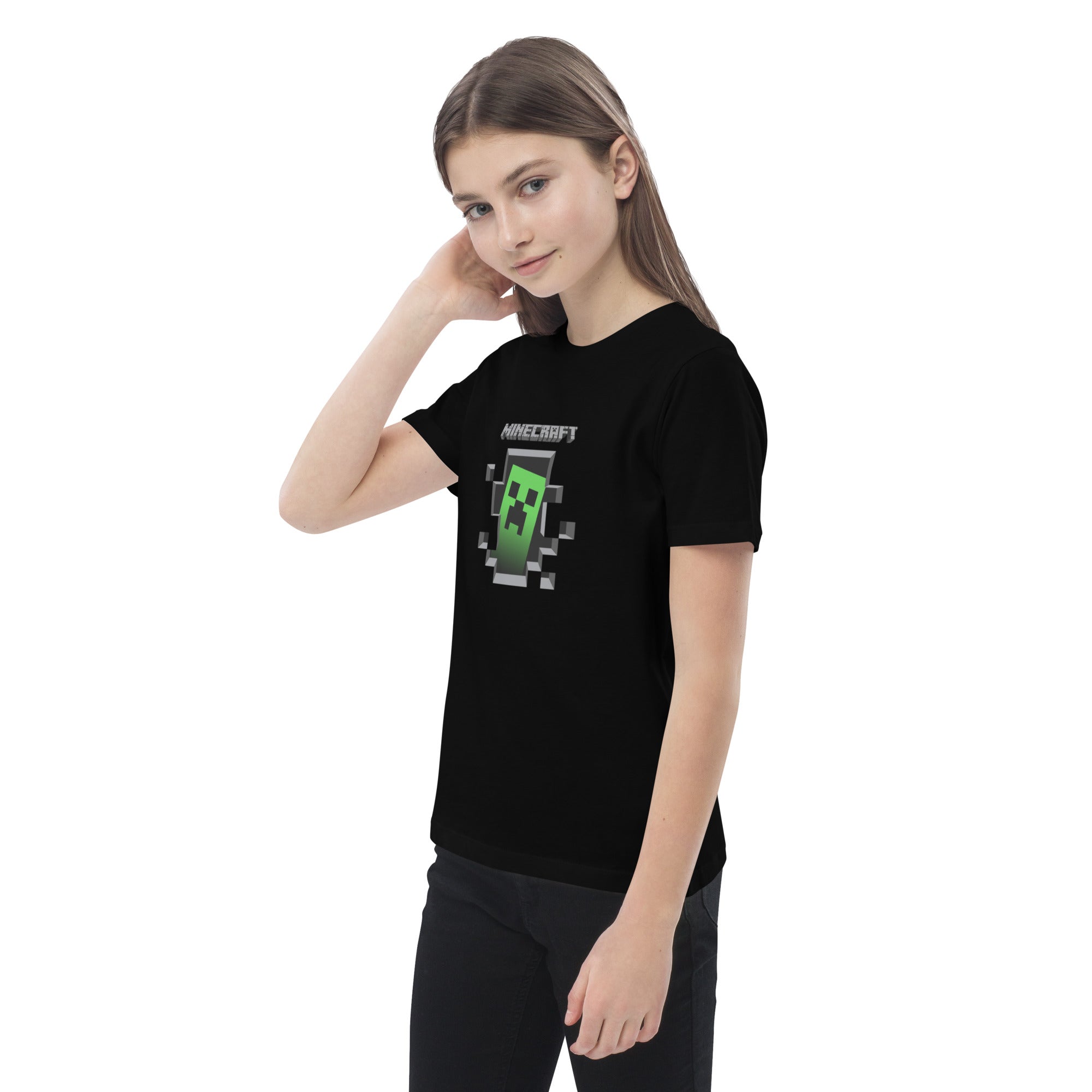 Minecraft Creeper Design Organic Cotton Kids T-Shirt