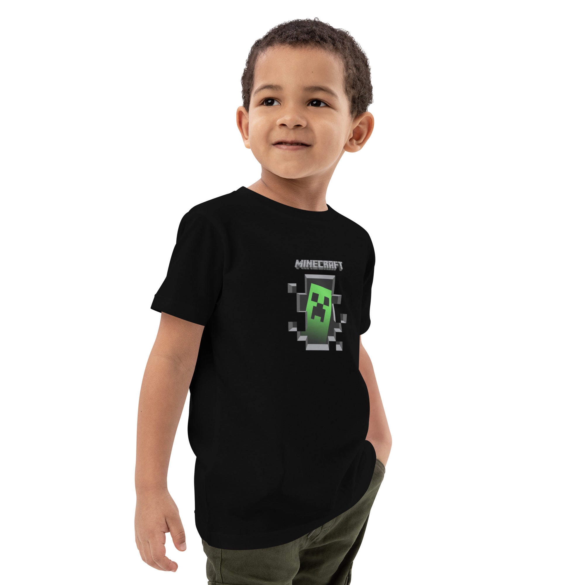 Minecraft Creeper Design Organic Cotton Kids T-Shirt