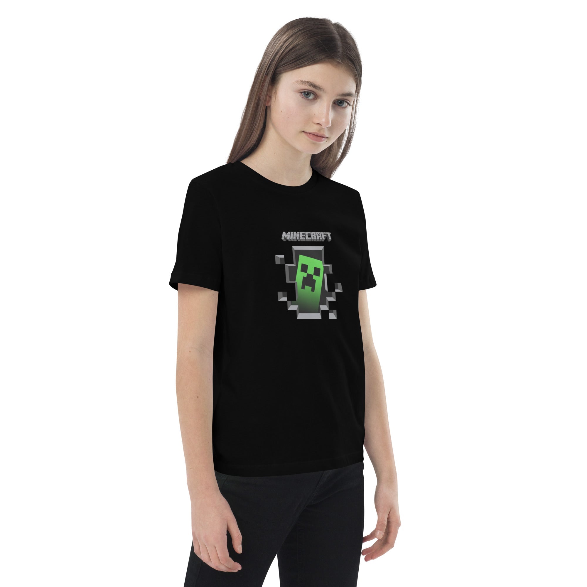 Minecraft Creeper Design Organic Cotton Kids T-Shirt